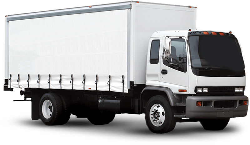 Curtain side truck body with side-loading curtain open