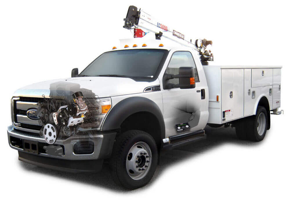 VMAC UNDERHOOD air compressor shown installed on a service truck