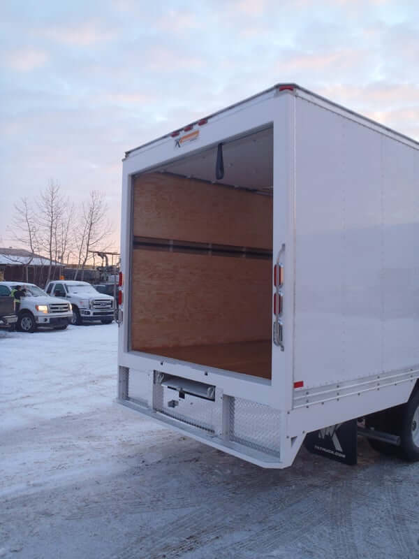 Cutaway van body rear and side view