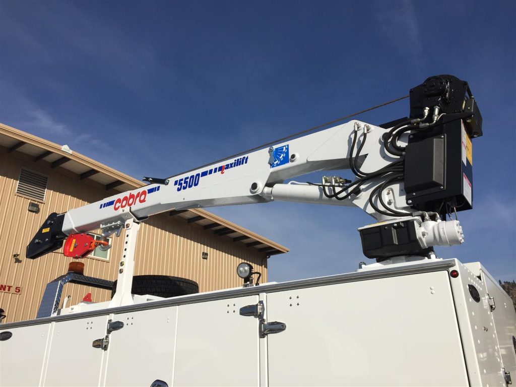 Cobra service crane mounted on a work truck