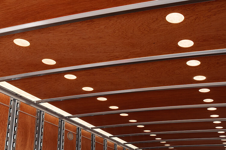 Plywood Ceiling Liner w/ Skylights